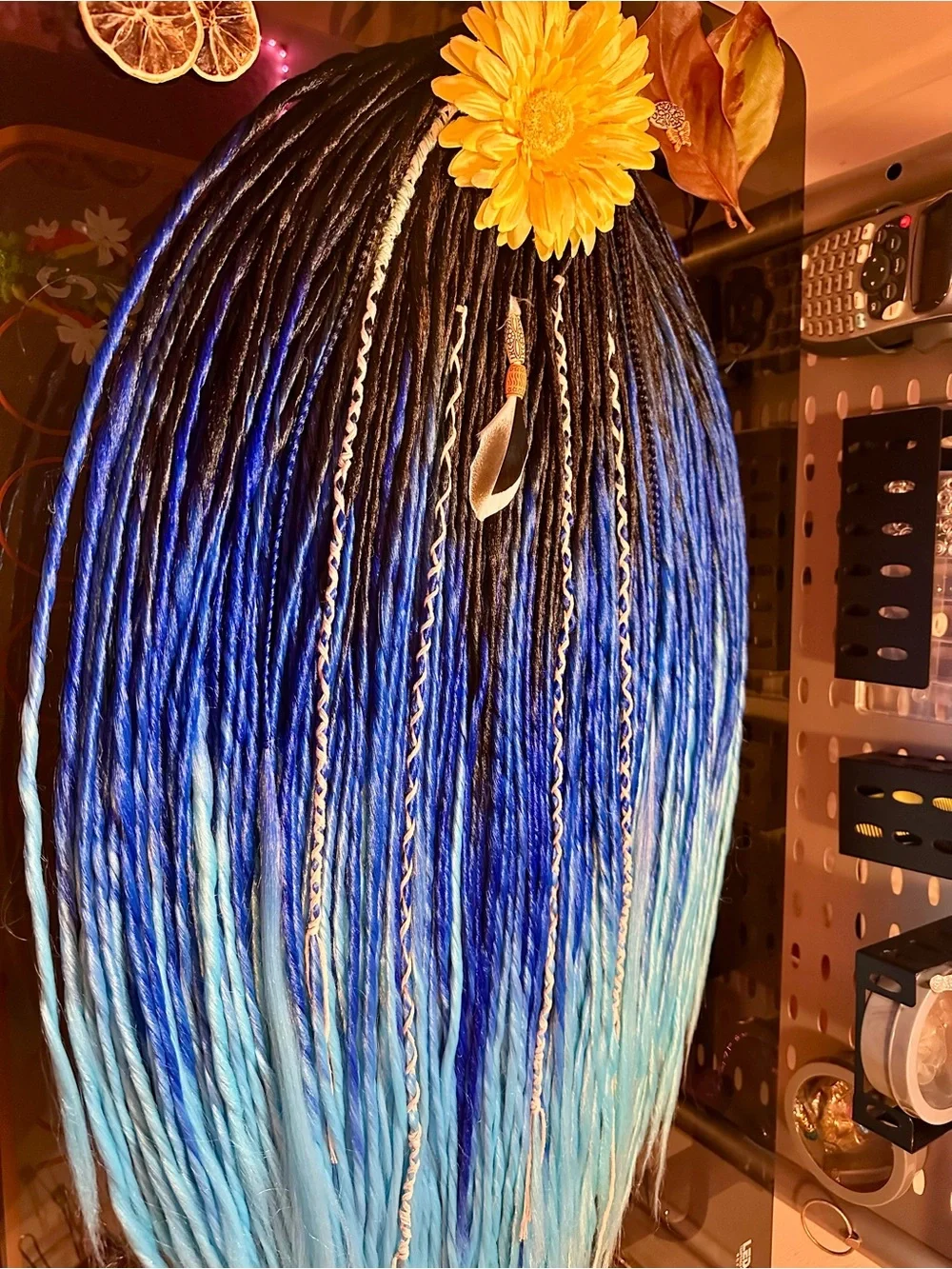 Blue Ombre Synthetic Dreadlock Extensions with Full New 60 DE Dreadlocks